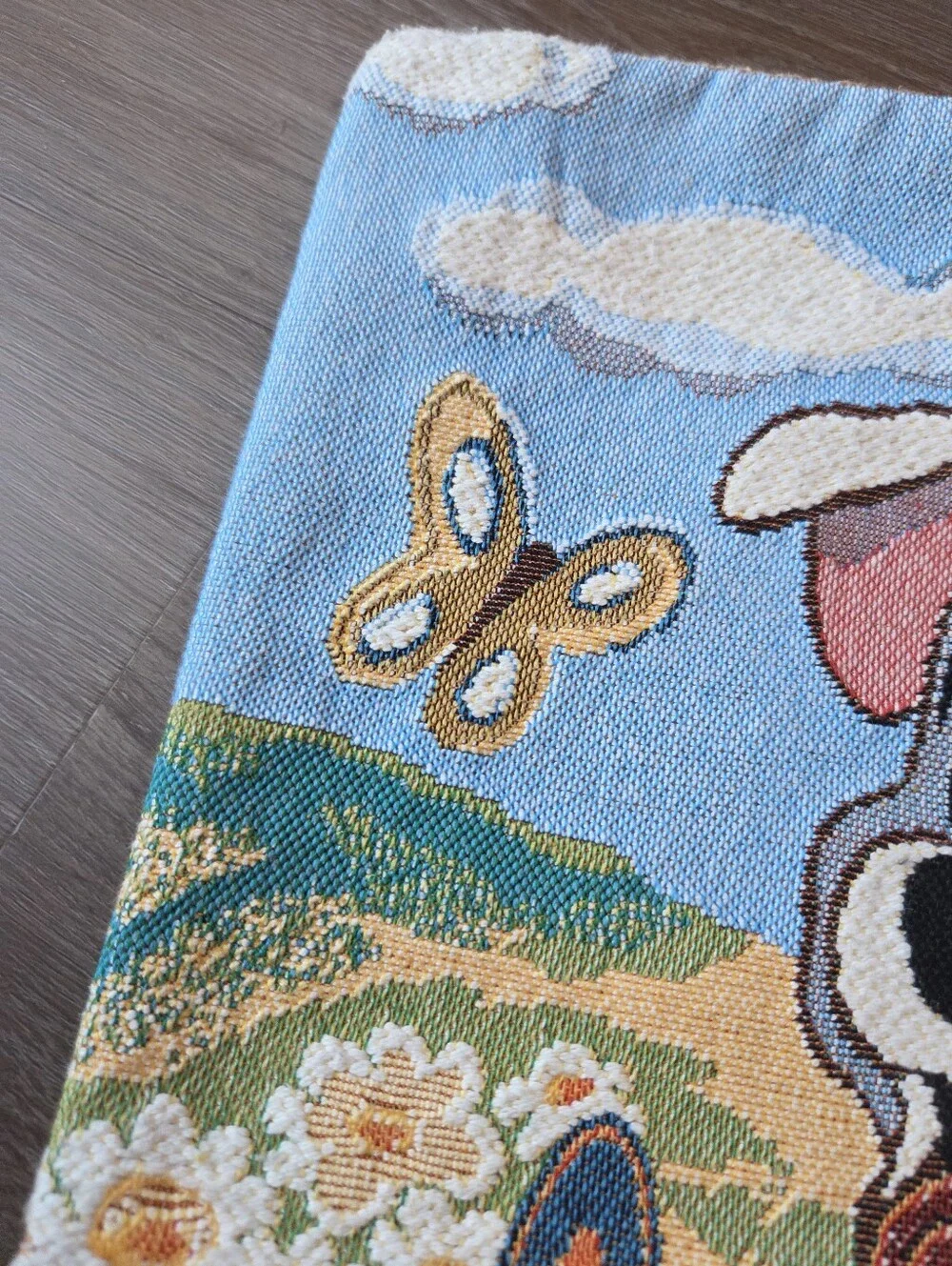 Vintage Disney 101 Dalmations Tapestry Throw Pillow Case, Butterfly & Flowers,